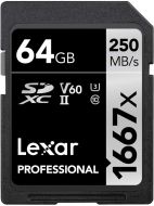 LEXAR PROFESSIONAL 1667X SDXC 64GB U3 V60 UHS-II (up to 250MB/s read, 120MB/s write)