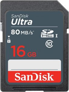 SanDisk Ultra SDHC UHS-I Class 10 Memory Card 80MB/s 16GB 