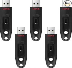 SanDisk Ultra USB 3.0 Flash Drive 128GB (Black) - 5 Pack