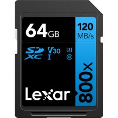LEXAR High-Performance 800x SDXCTM UHS-I CARD BLUE SERIES 64GB U3 V30 (up to 150MB/s read)