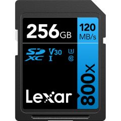 LEXAR High-Performance 800x SDXCTM UHS-I CARD BLUE SERIES 256GB U3 V30 (up to 150MB/s read, up to 45MB/s write)