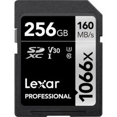 LEXAR PROFESSIONAL 1066X SDXCTM UHS-I CARD SILVER SERIES 256GB (up to 160MB/s read, up to 120MB/s write)
