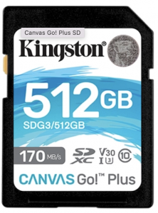 Kingston Canvas Go! Plus SD Memory Card for DSLRs, mirrorless cameras and 4K video production 512GB