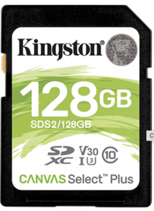 Kingston Canvas Select Plus SD Memory Card for HD 1080p and 4K Video Cameras 128GB