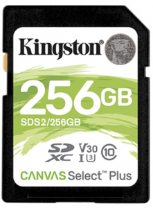 Kingston Canvas Select Plus SD Memory Card for HD 1080p and 4K Video Cameras 256GB